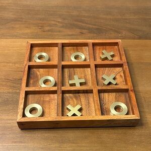 Hearth & Hand Wooden Tic Tac Toe Set with Gold Accents